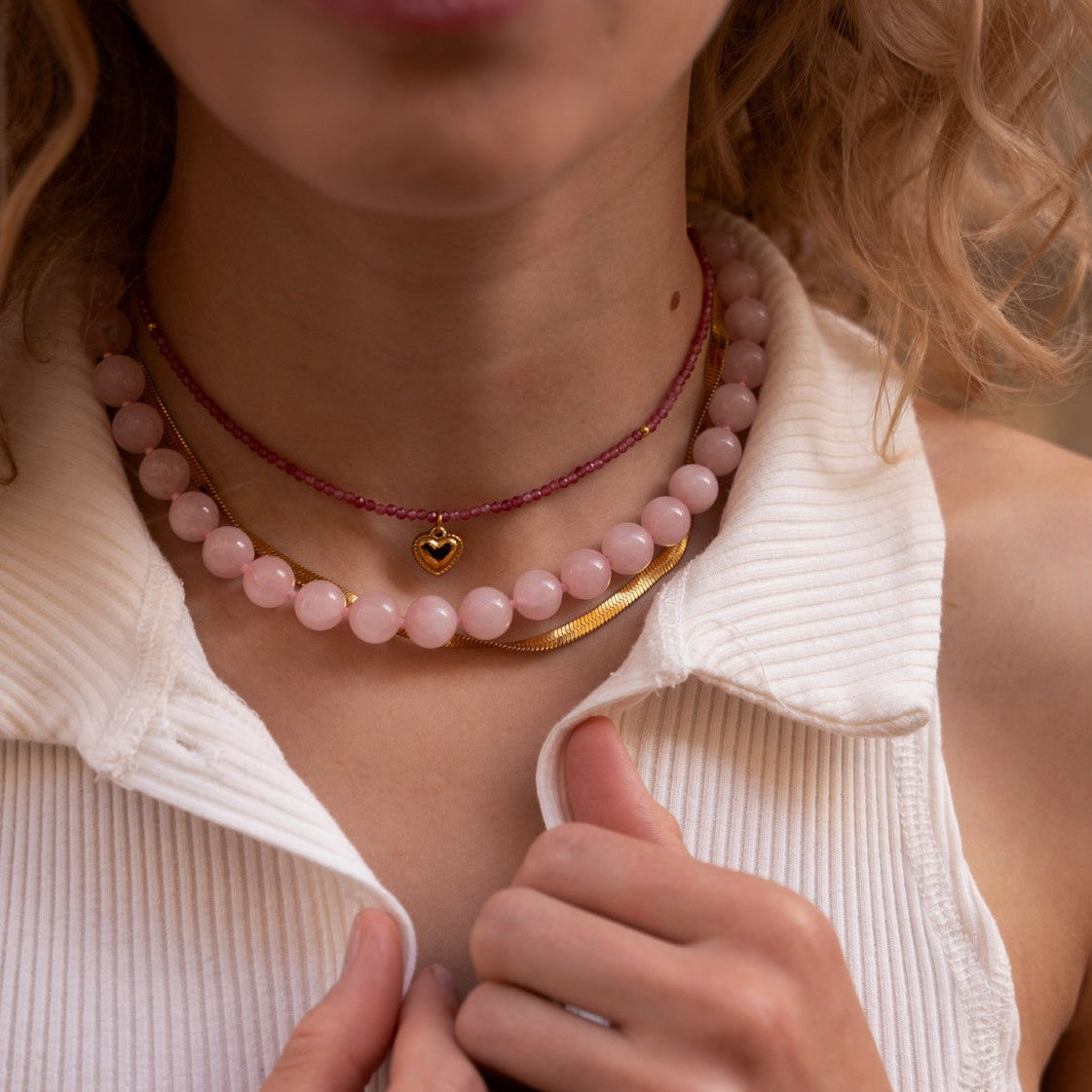 Ellie halskæde med rosakvarts